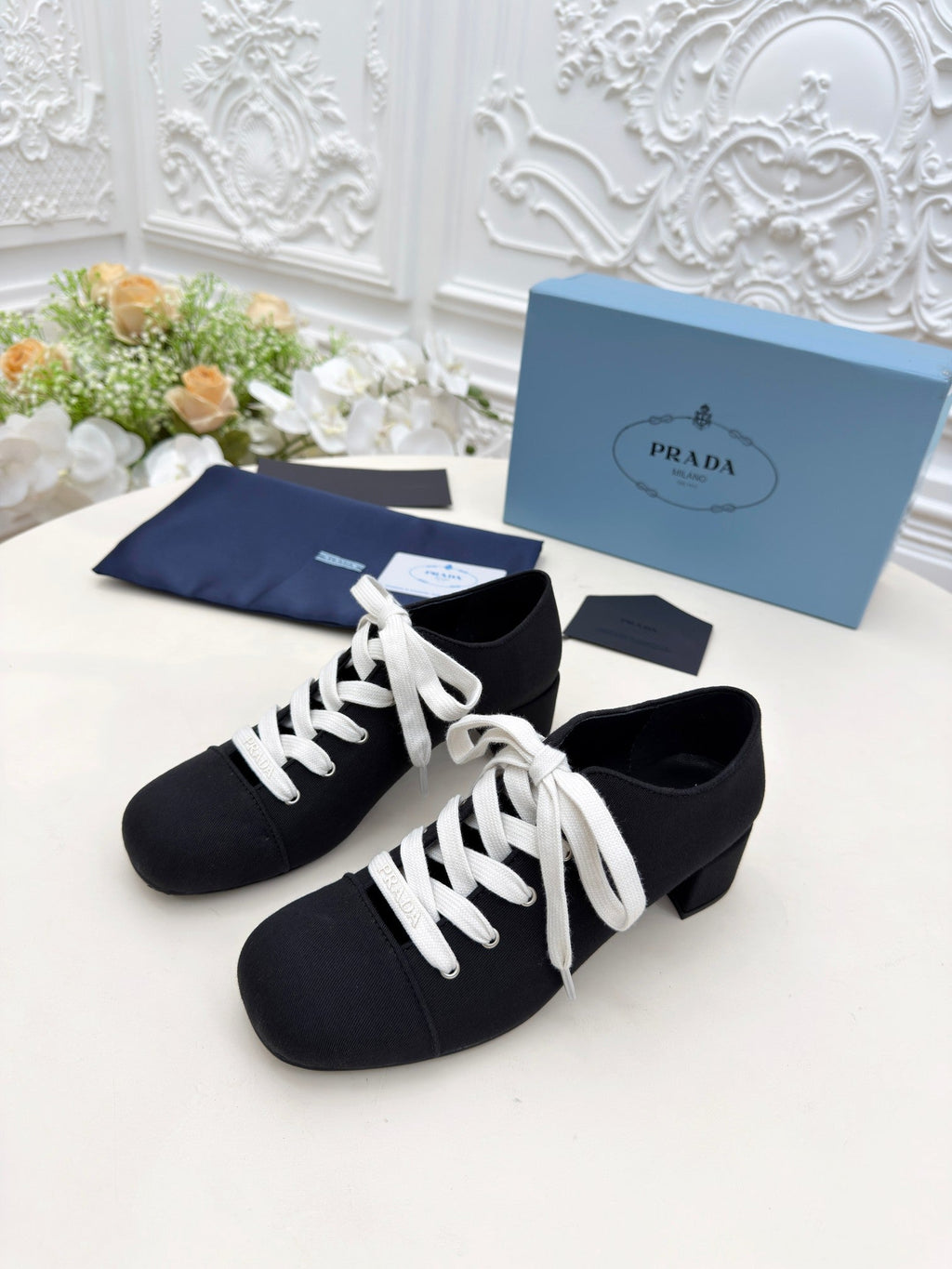 Prada 25 Mary Jane Shoes 55mm Black Fabric 564188