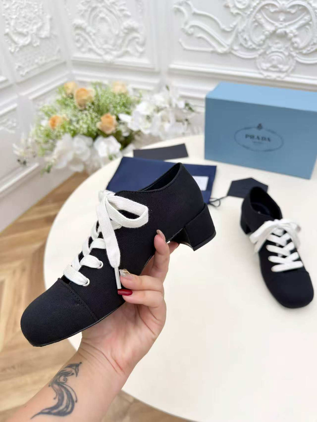 Prada 25 Mary Jane Shoes 55mm Black Fabric 564188