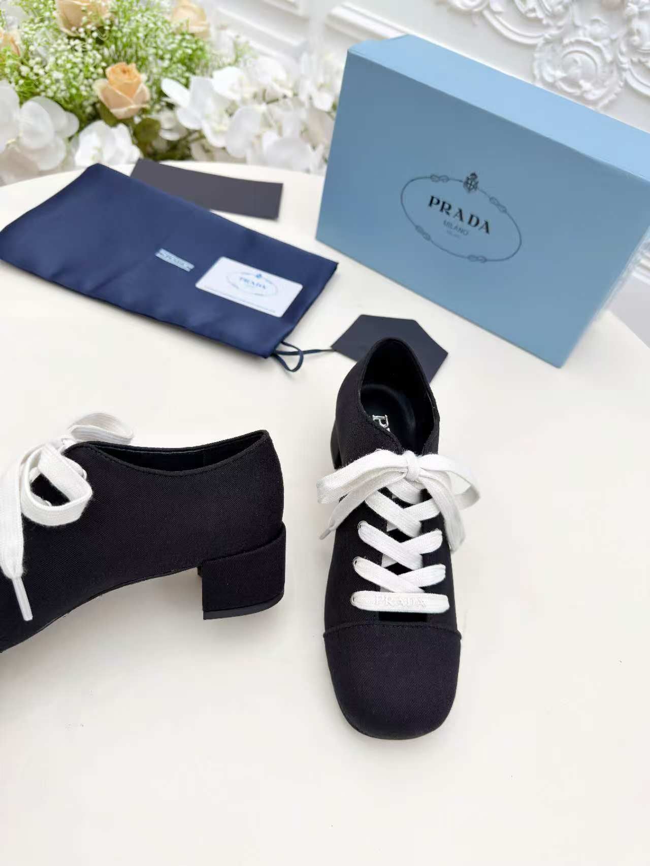 Prada 25 Mary Jane Shoes 55mm Black Fabric 564188