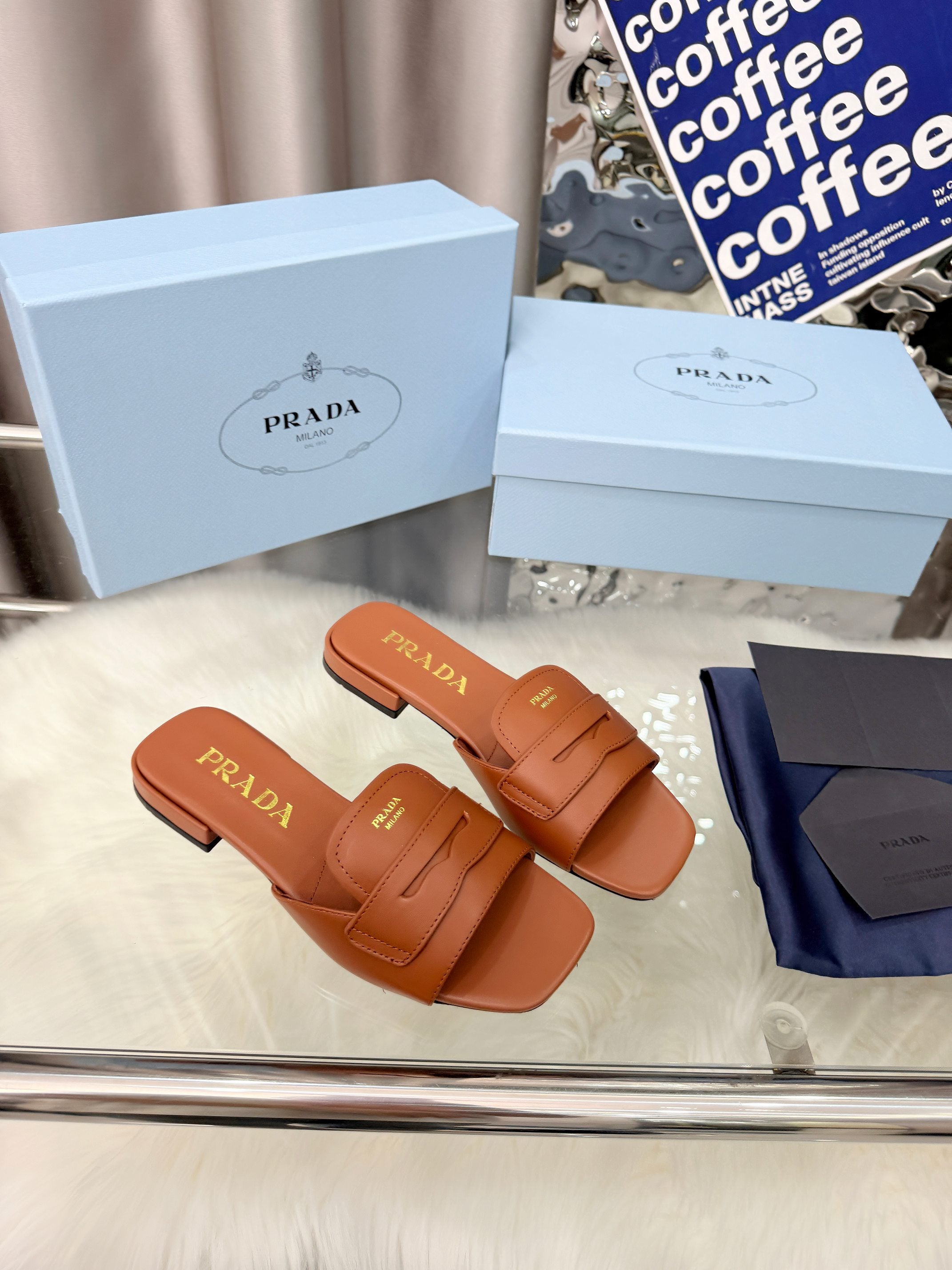 Prada 26SS Sandals 10mm Brown Leather 564170