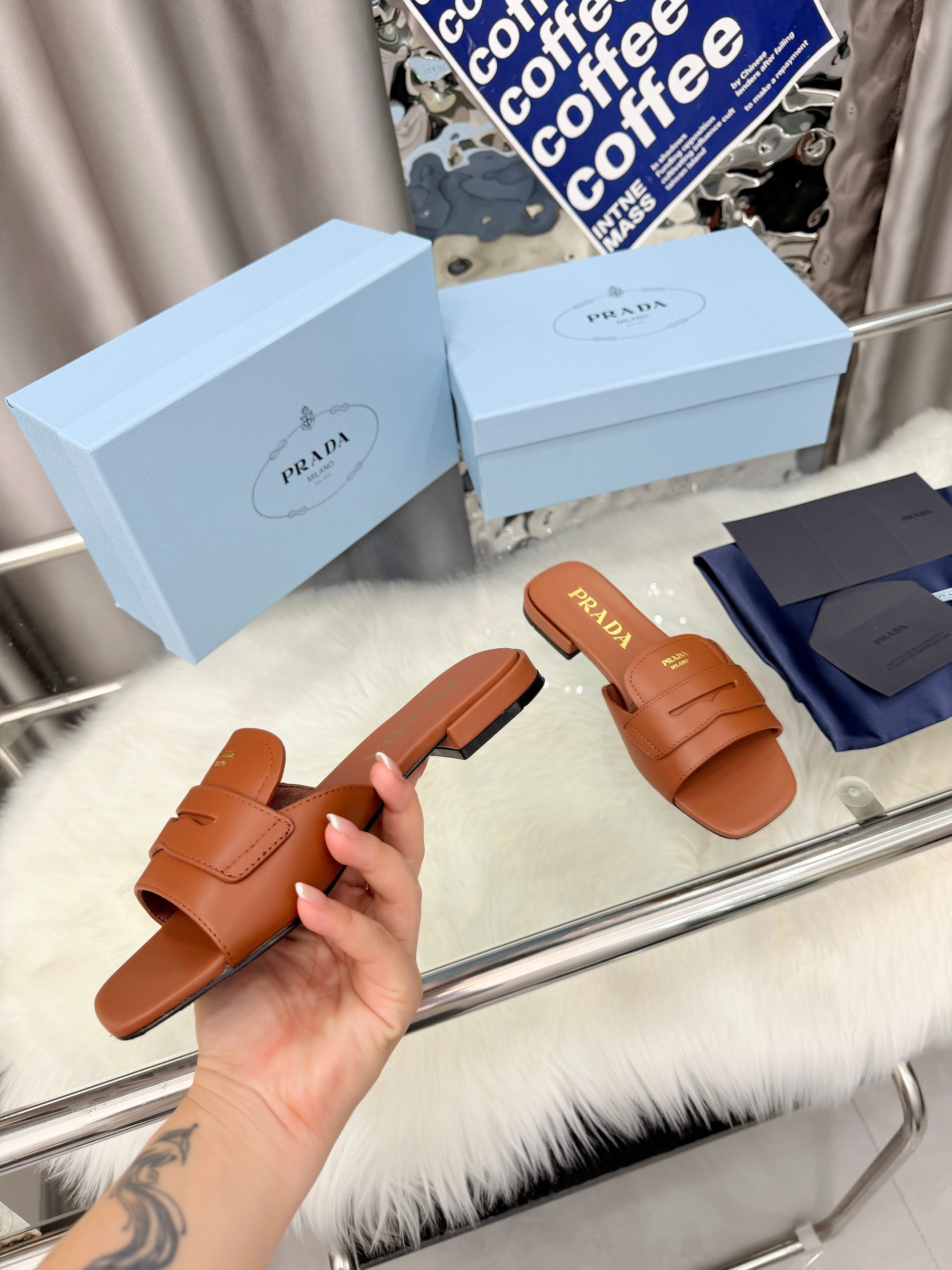 Prada 26SS Sandals 10mm Brown Leather 564170