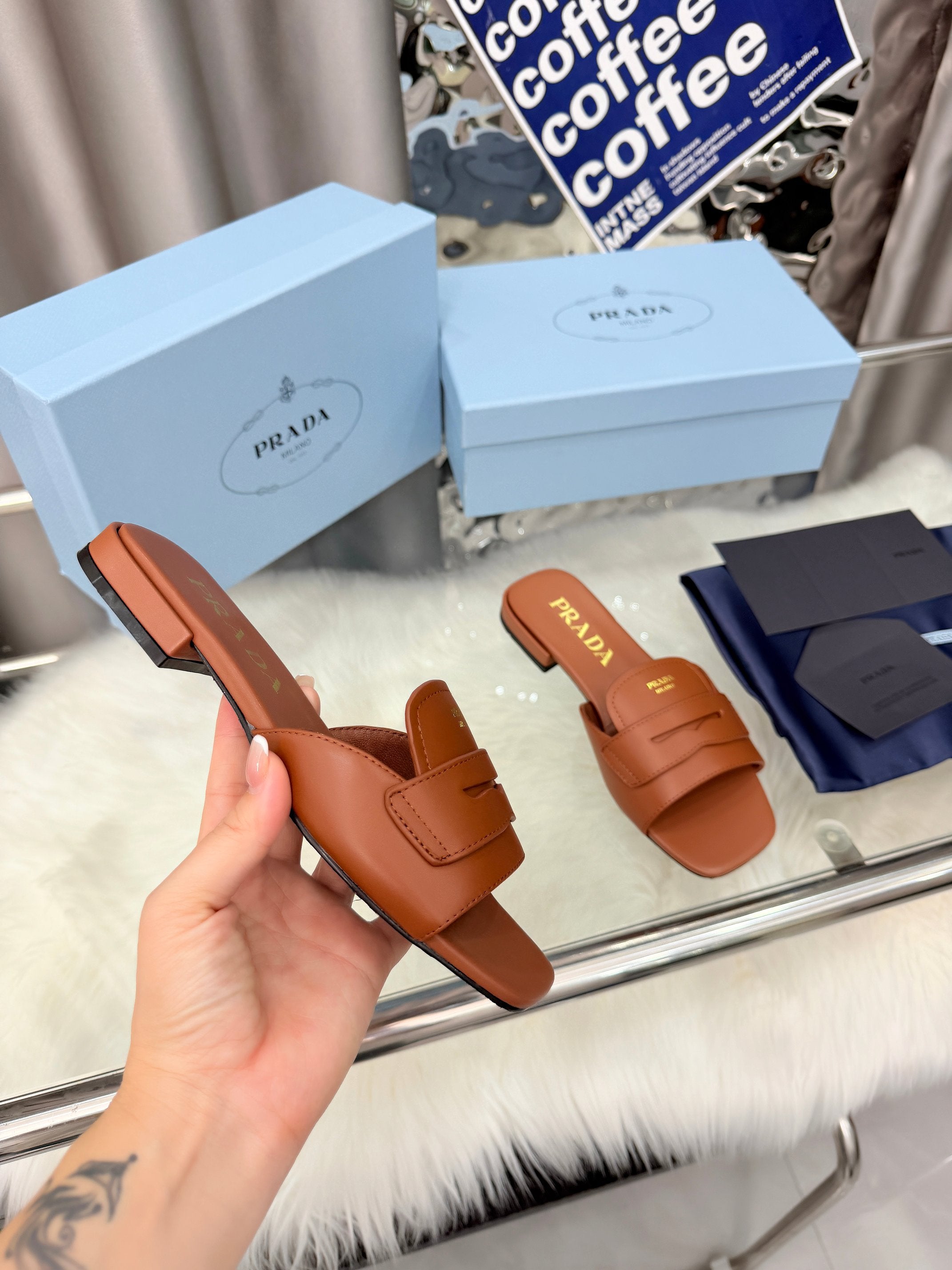 Prada 26SS Sandals 10mm Brown Leather 564170