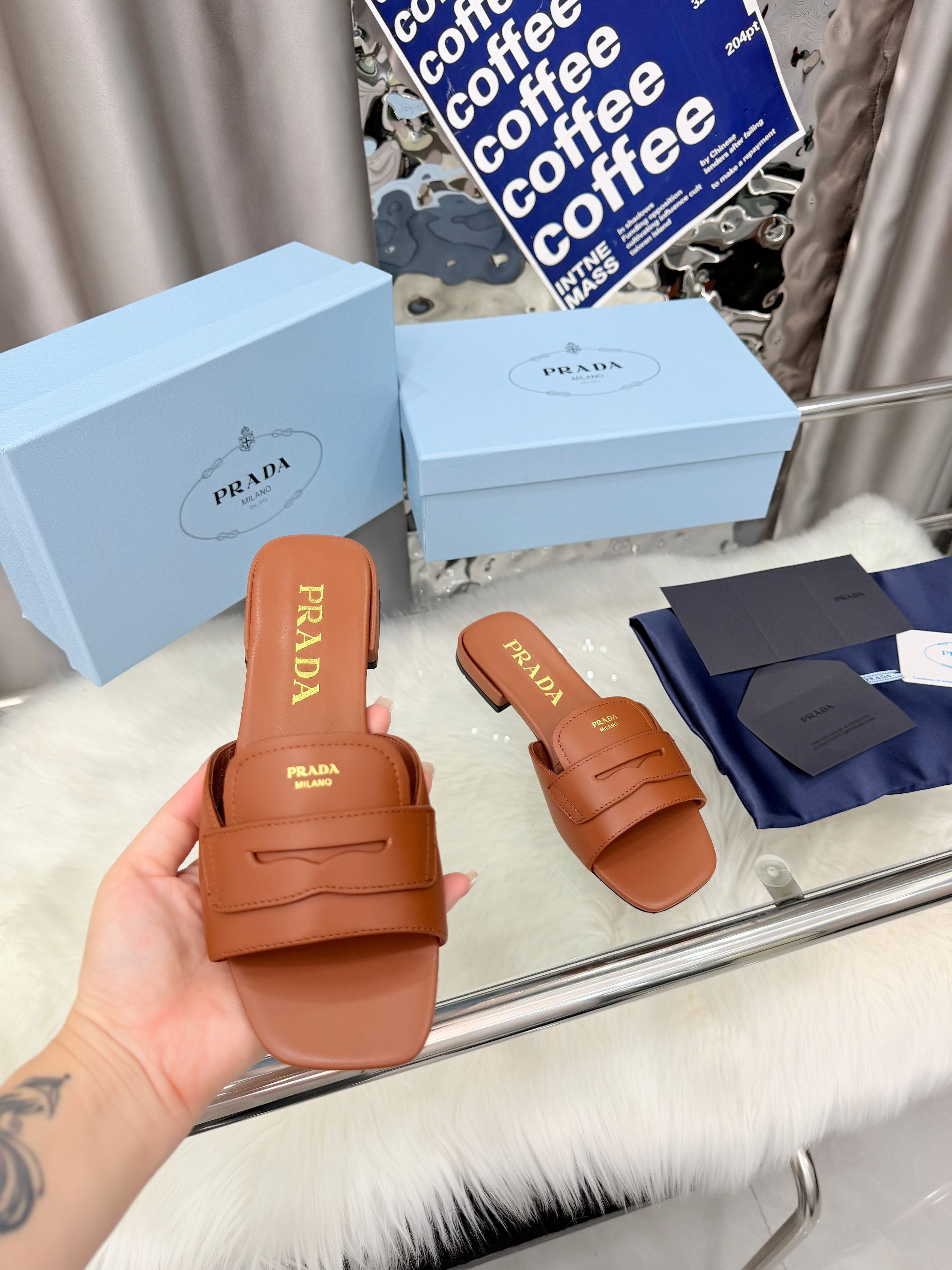 Prada 26SS Sandals 10mm Brown Leather 564170