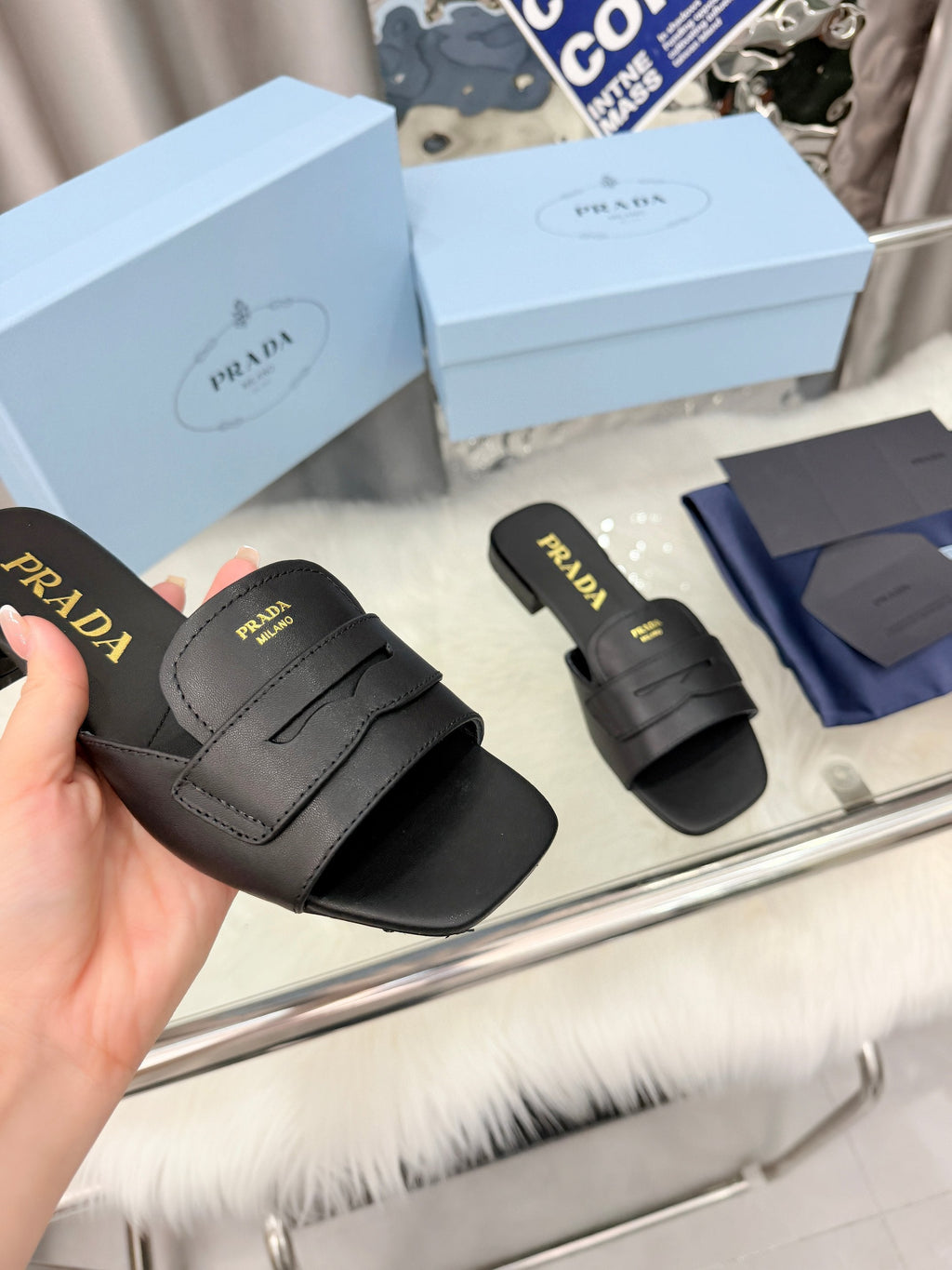 Prada 26SS Sandals 10mm Black Leather 564171