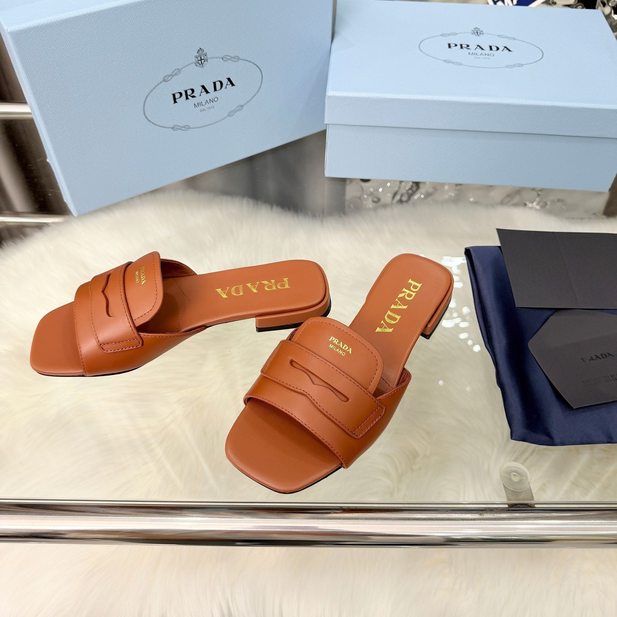 Prada 26SS Sandals 10mm Brown Leather 564170