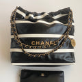 Chanel 25 Bag Black White Soft Calfskin