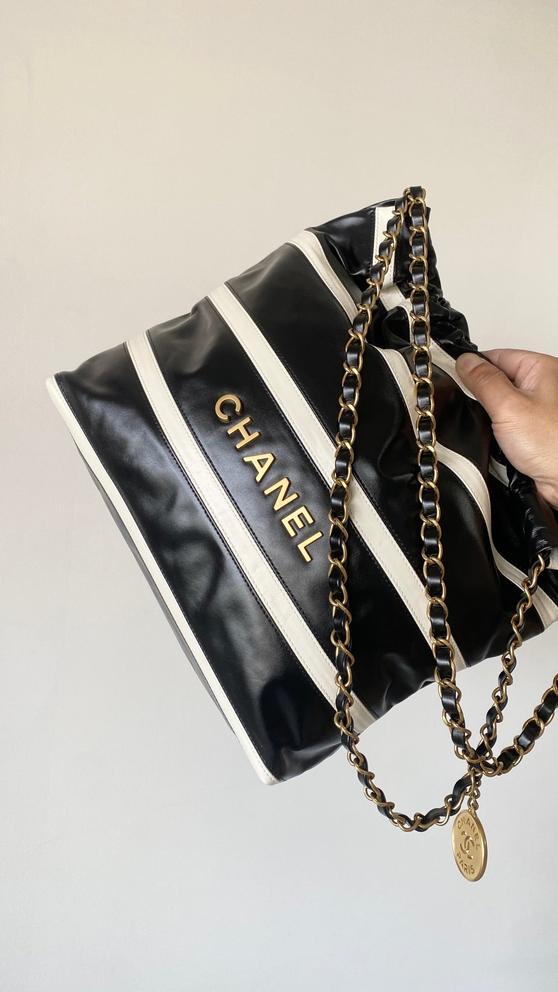 Chanel 25 Bag Black White Soft Calfskin