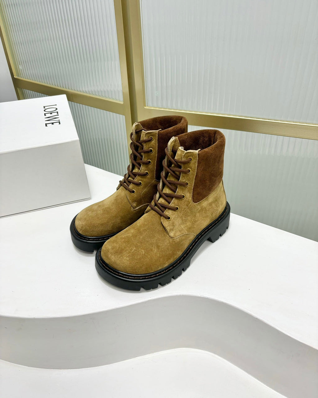 Loewe Sierra Boot Golden Brown Suede 549697