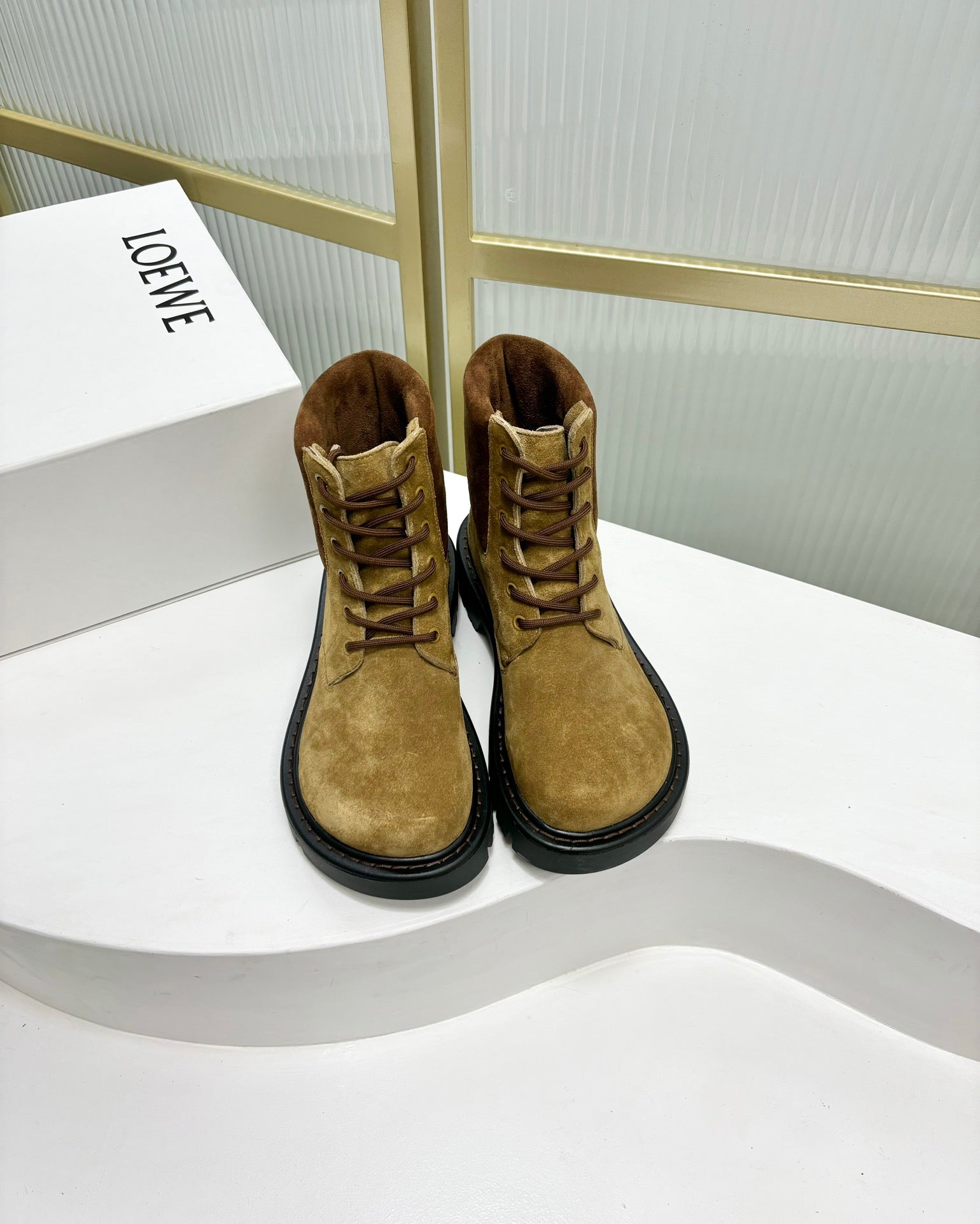 Loewe Sierra Boot Golden Brown Suede 549697