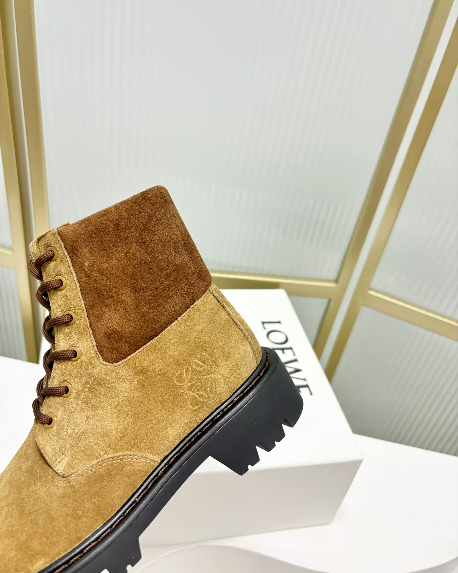 Loewe Sierra Boot Golden Brown Suede 549697