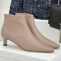 The Row 2025 Square Toe Kitten Heel Ankle Boot Nude Sheepskin 572049