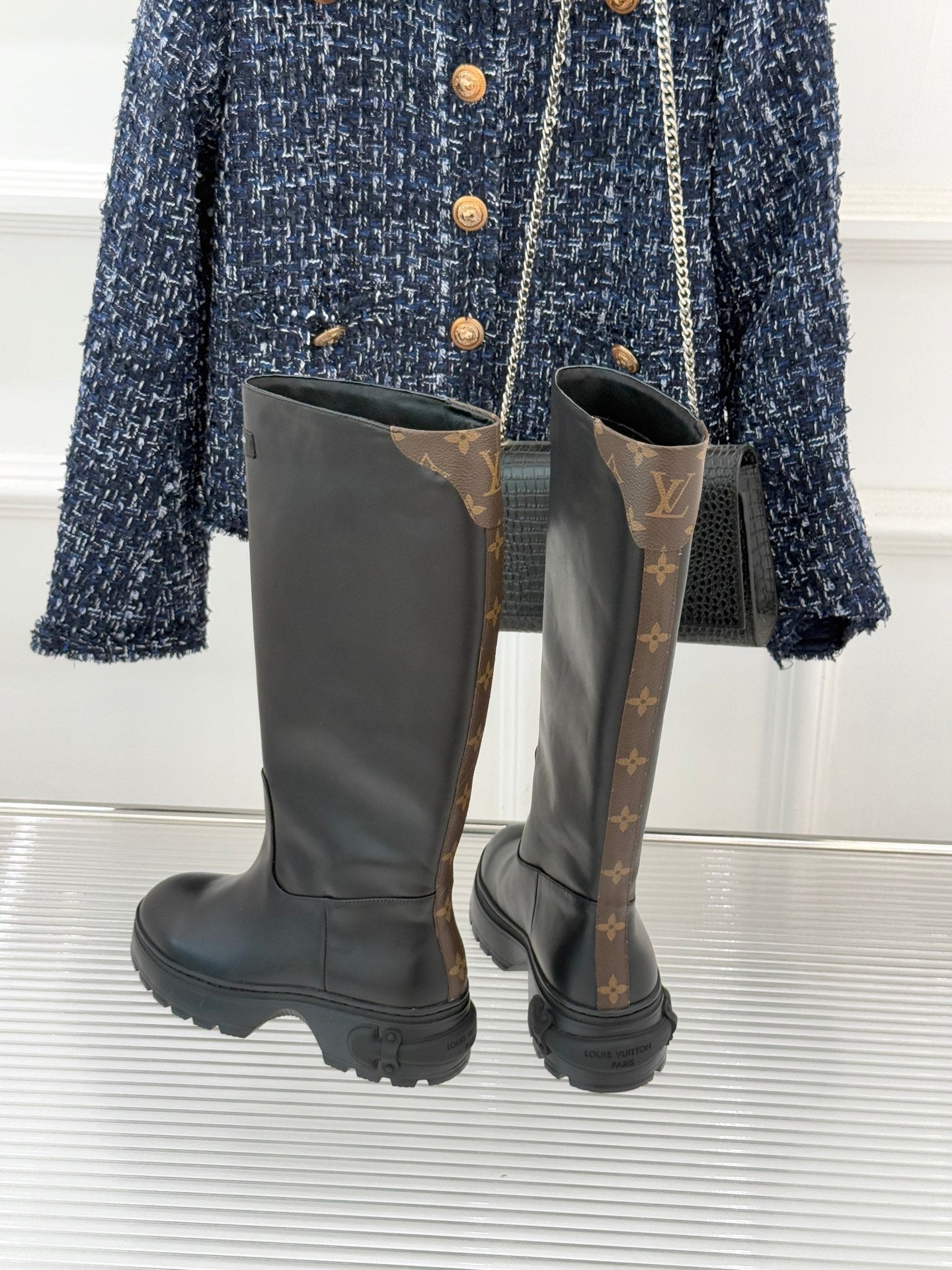 LV Squad High Boot Black Cowhide 572462