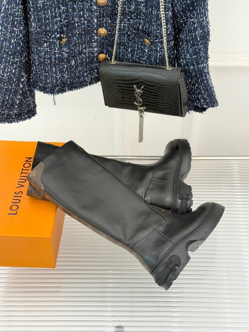 LV Squad High Boot Black Cowhide 572462