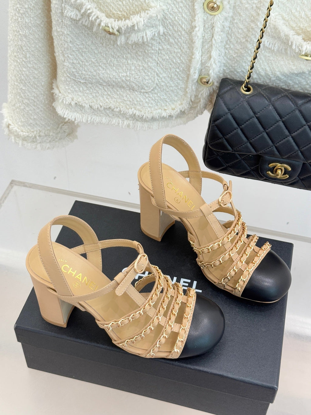 Cruise 25/26 Slingbacks 90mm Black Beige Lambskin