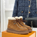 LV Ski Cortina Low Boot Brown Suede Wool 572489