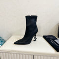 YSL 2025 Opyum 110mm Heel Ankle Boot Black Leather 575011