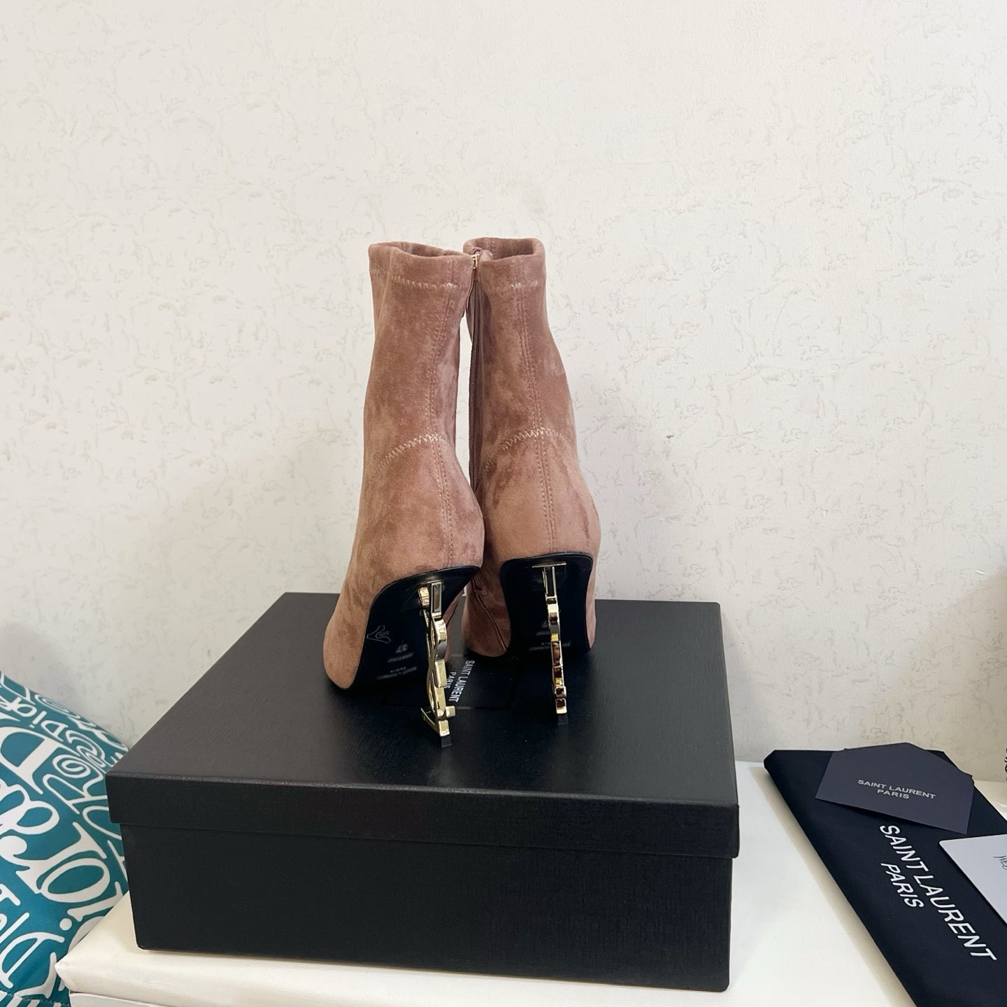 YSL 2025 Opyum 110mm Heel Ankle Boot Light Brown Suede 575012