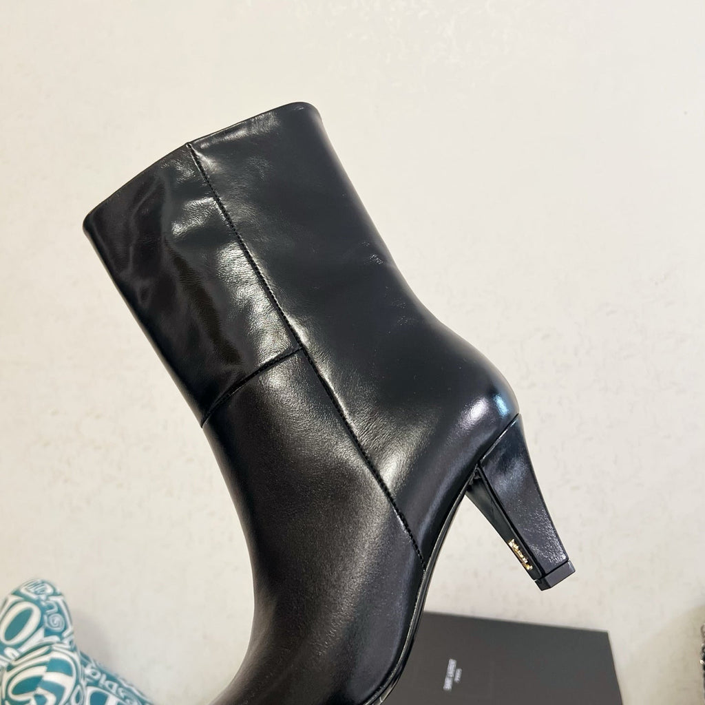 YSL 2025 Short Boot Black Calfskin 575014
