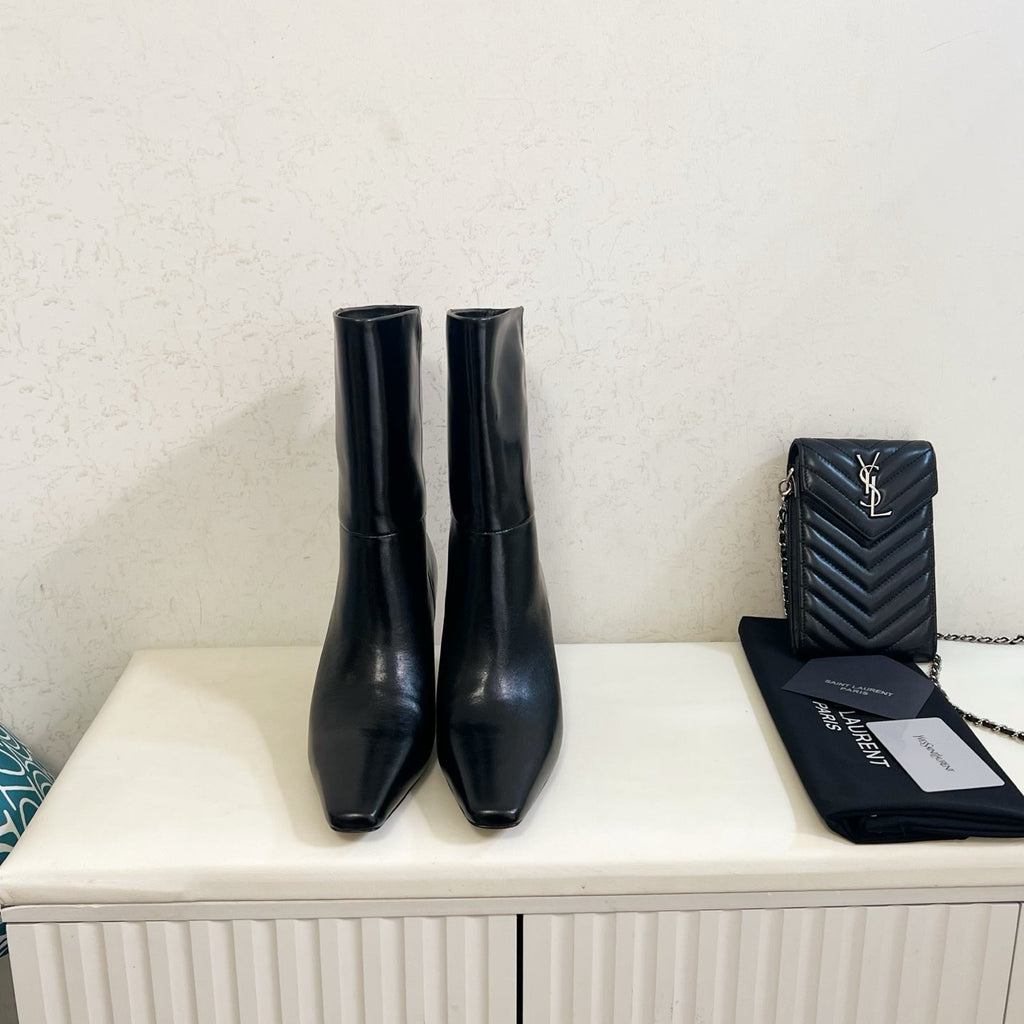 YSL 2025 Short Boot Black Calfskin 575014
