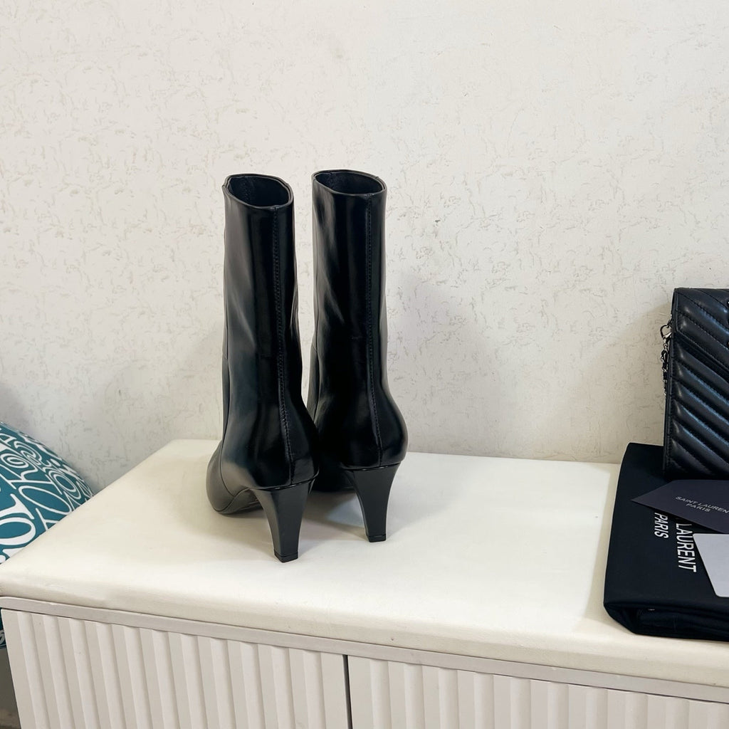 YSL 2025 Short Boot Black Calfskin 575014