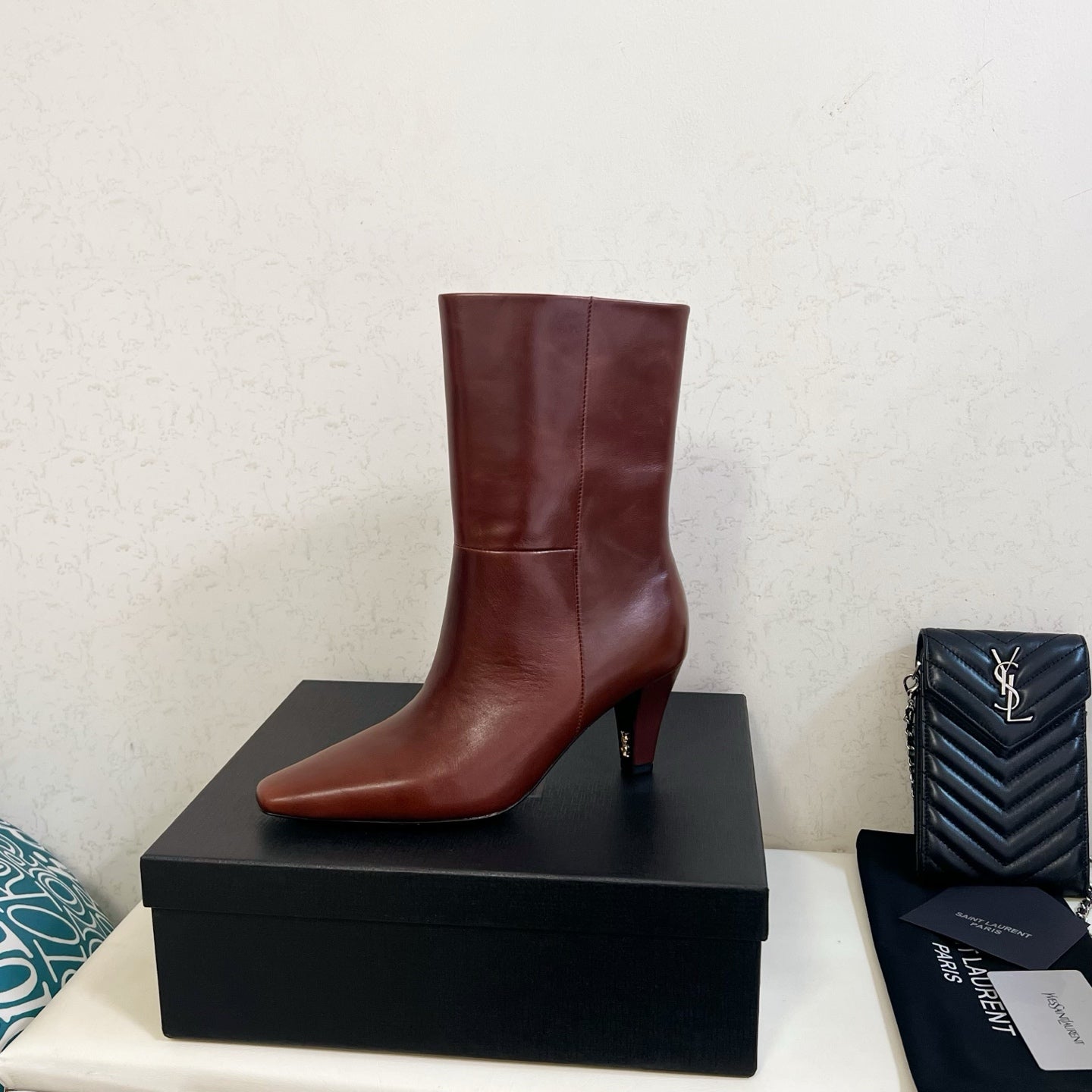 YSL 2025 Short Boot Brown Calfskin 575015