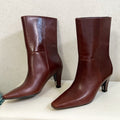YSL 2025 Short Boot Brown Calfskin 575015