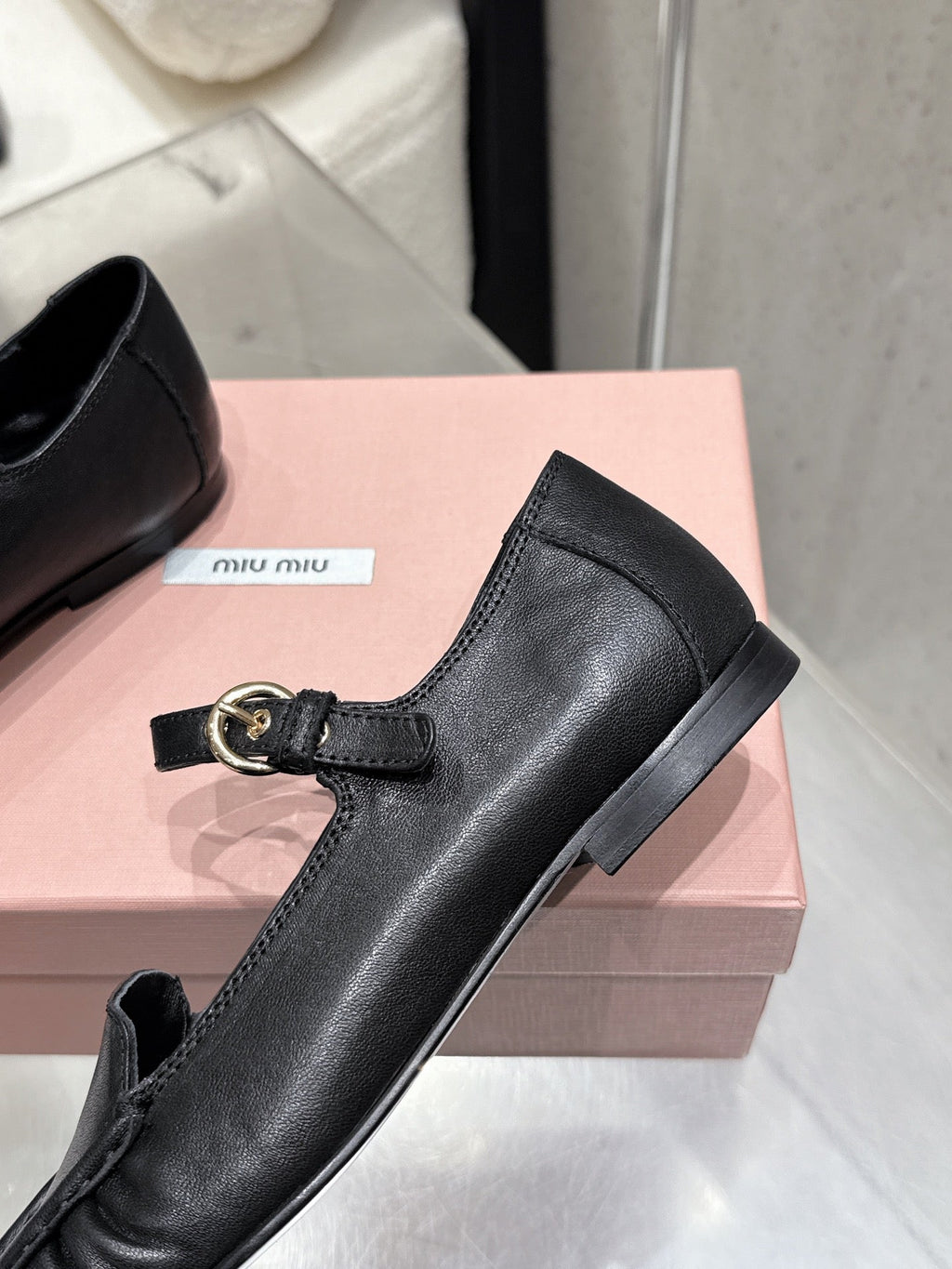 Miumiu 25 Mary Jane Loafer Black Cowhide 552429