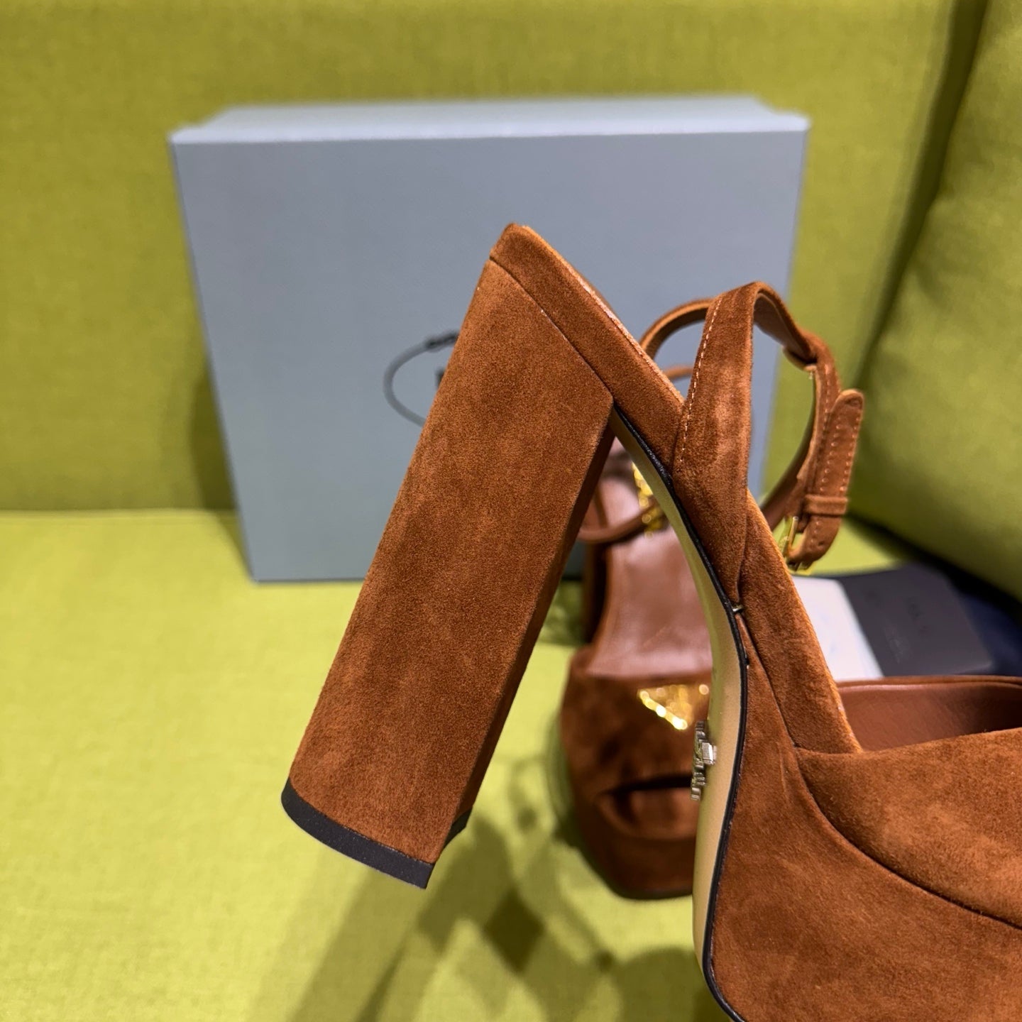 Prada 25 AW Platform Sandals Brown Suede 564119