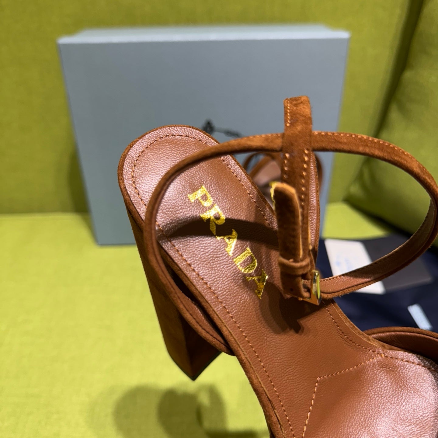 Prada 25 AW Platform Sandals Brown Suede 564119