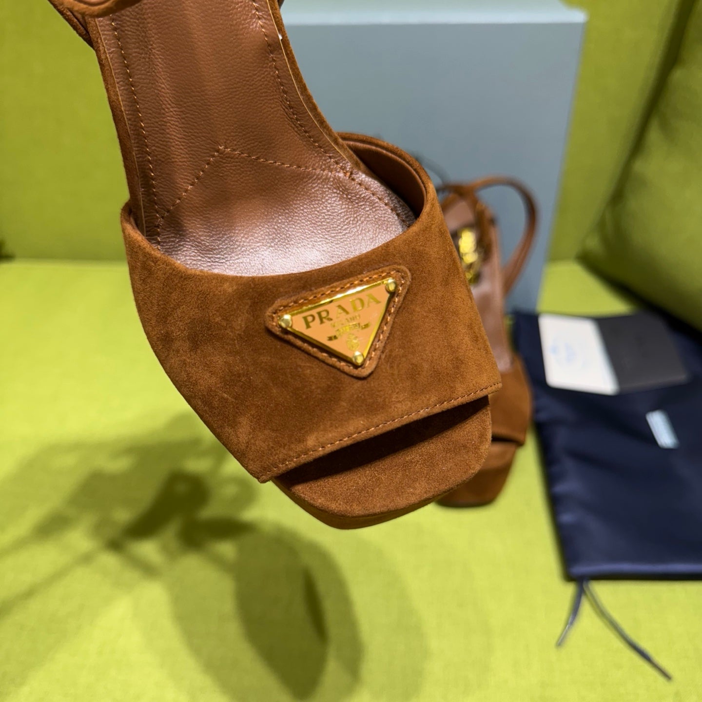 Prada 25 AW Platform Sandals Brown Suede 564119