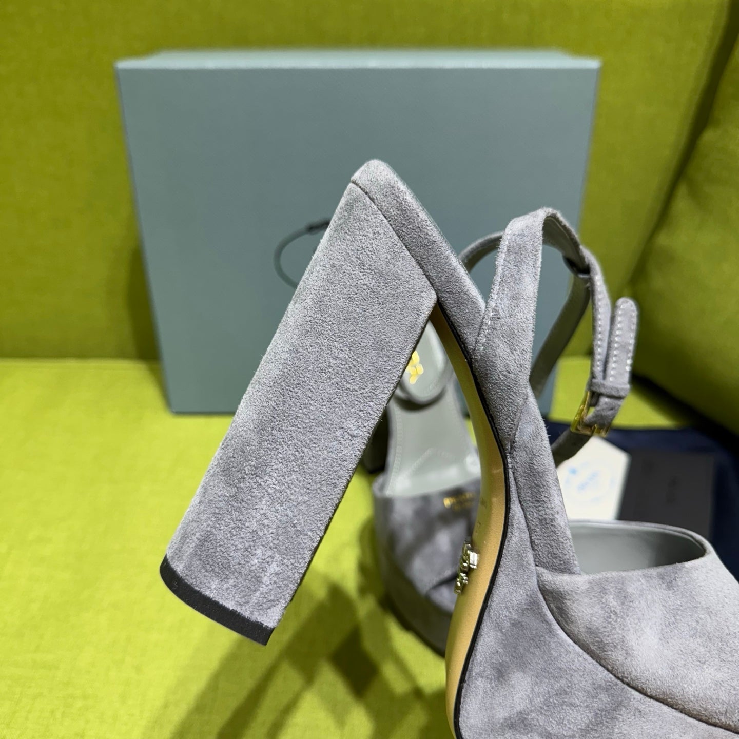 Prada 25 AW Platform Sandals Grey Suede 564118