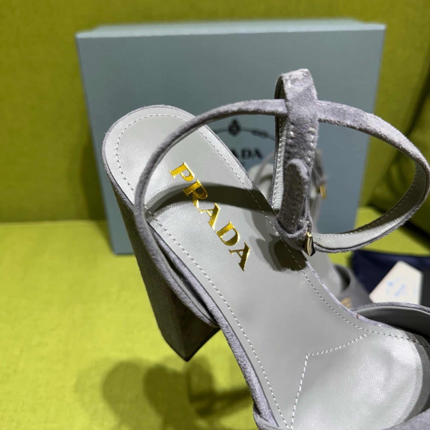 Prada 25 AW Platform Sandals Grey Suede 564118