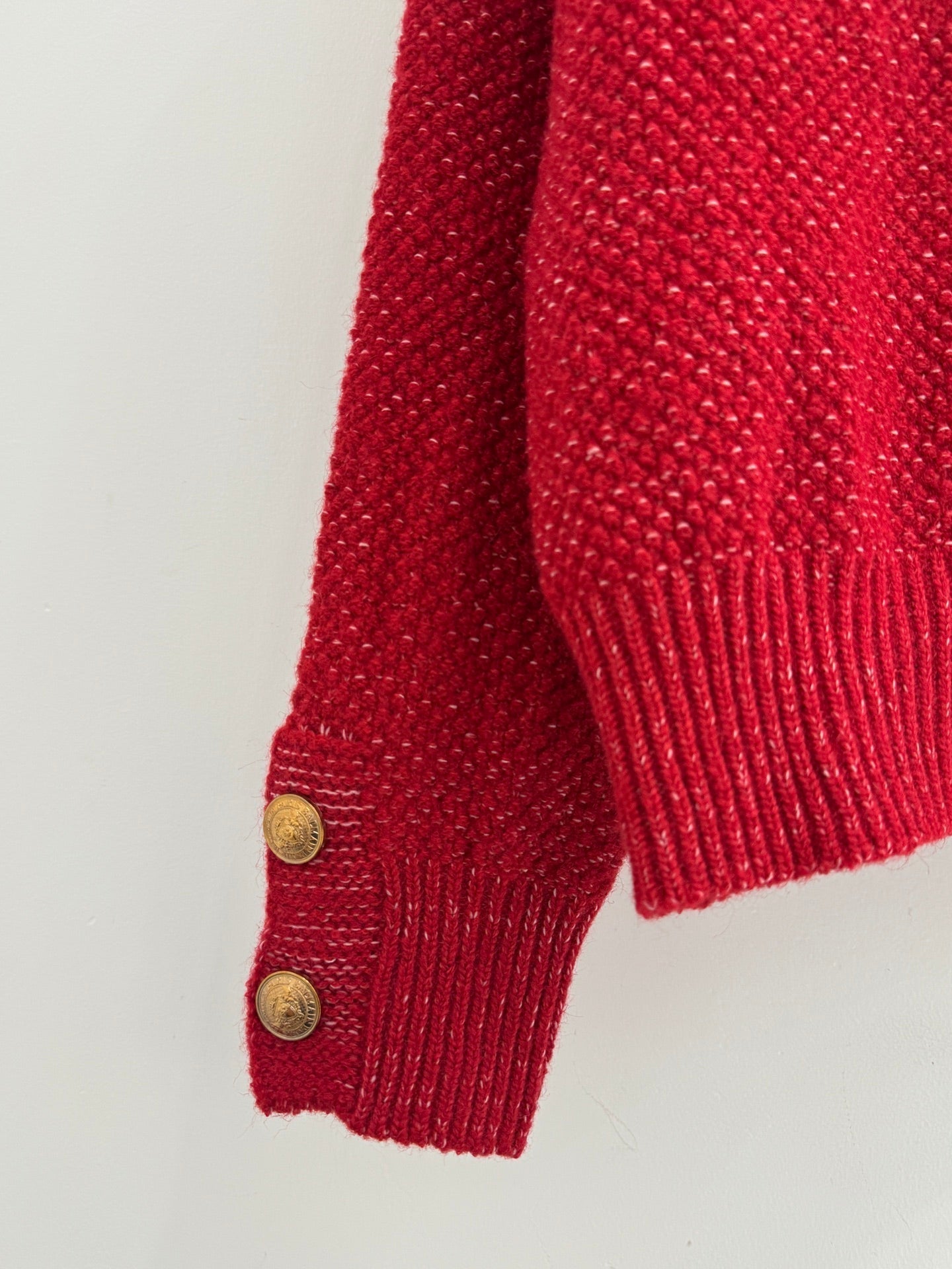 Miumiu 2025 Round Neck Cardigan Red Wool 656467