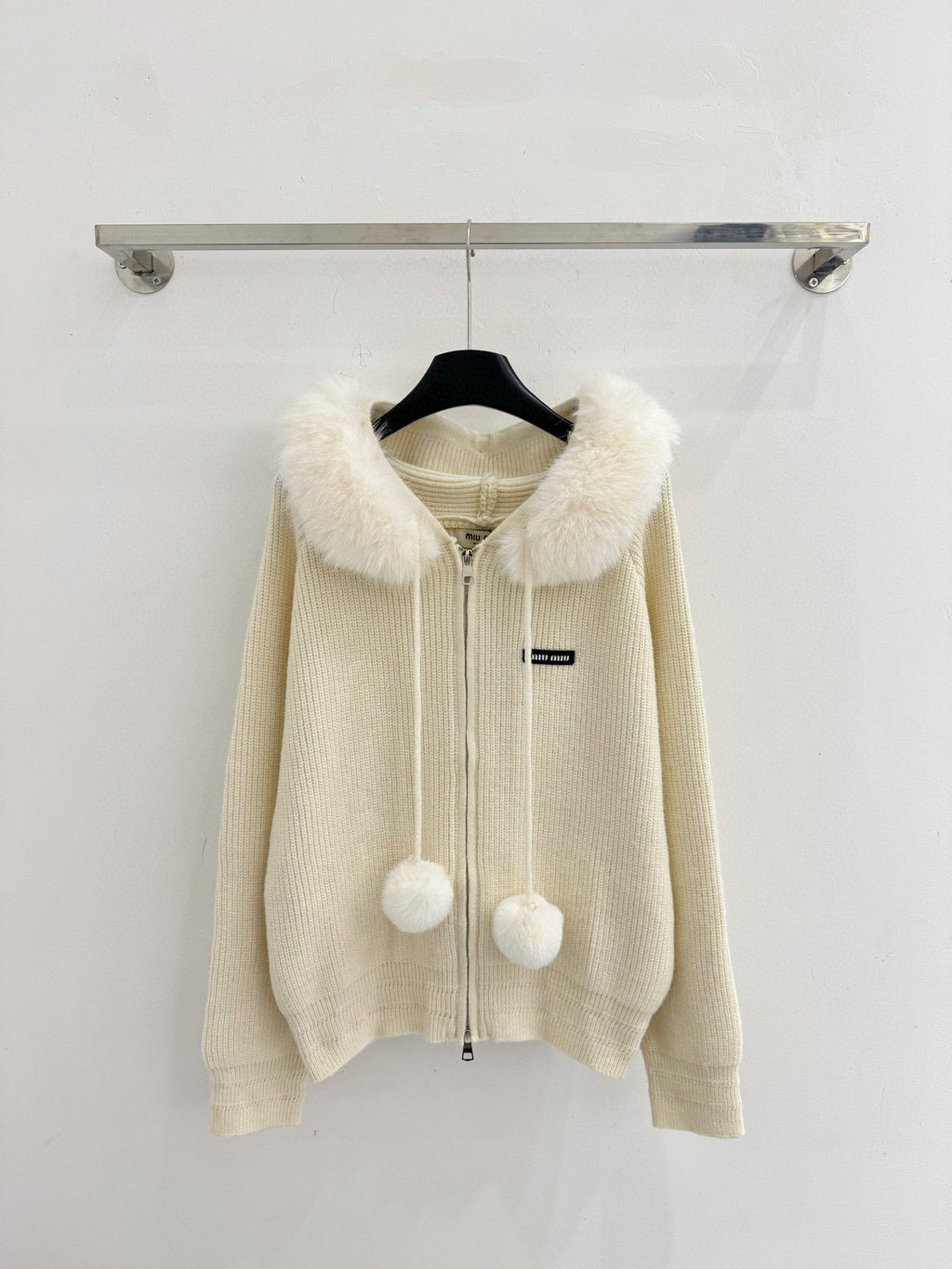 Miumiu 2025 Faux Fur Hooded Sweater