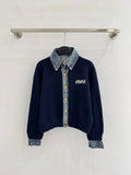 Miumiu 2025 Cardigan with Denim Collar Wool Cashmere