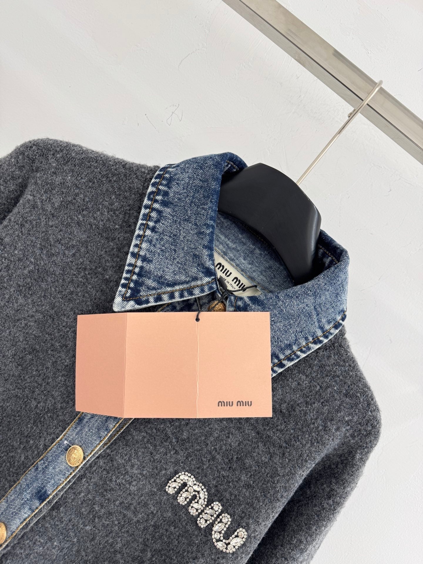 Miumiu 2025 Cardigan with Denim Collar Wool Cashmere