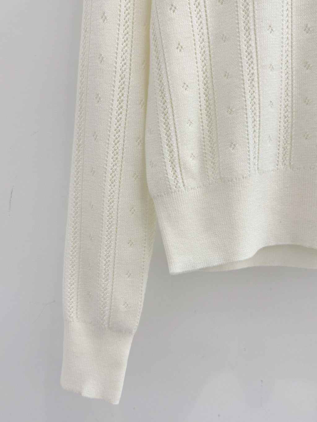 Miumiu 2025 Knit Cardigan White and Gray Wool