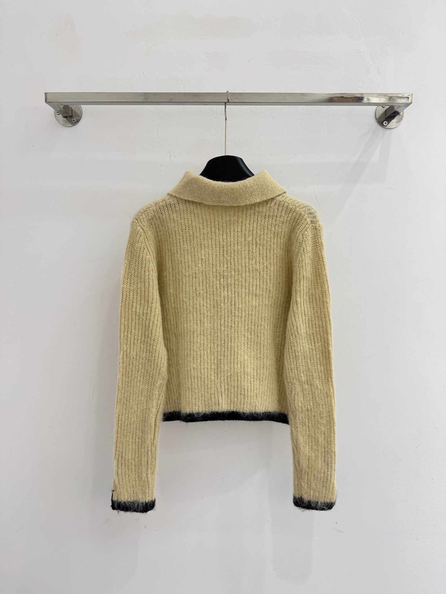 Miumiu 2025 Cardigan Beige mix Black Wool Cashmere
