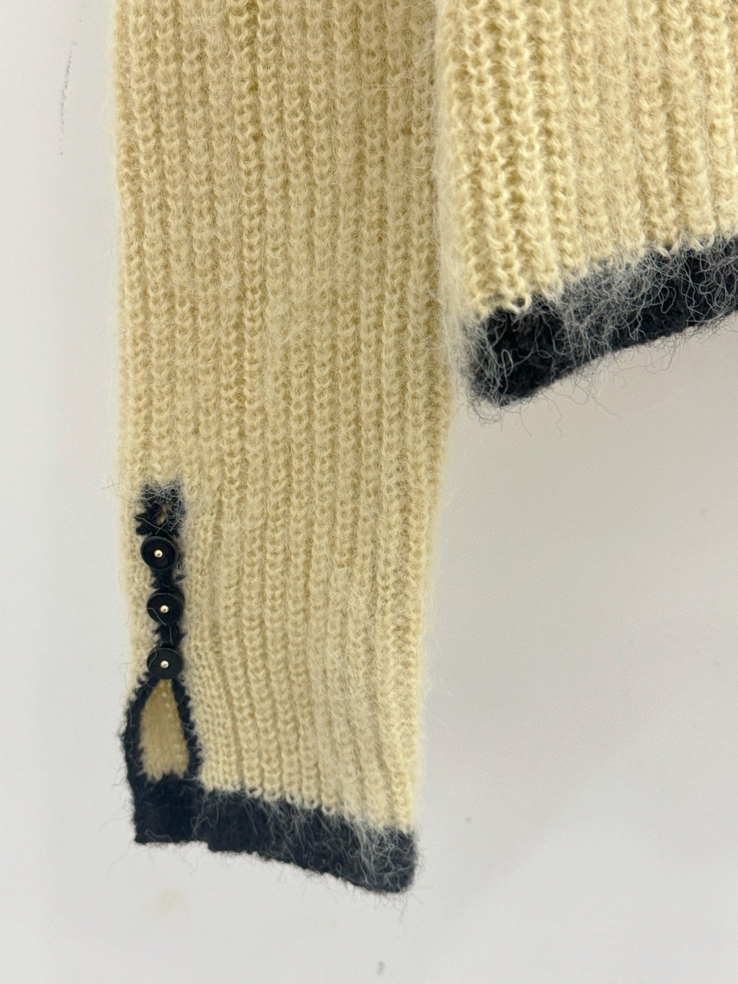 Miumiu 2025 Cardigan Beige mix Black Wool Cashmere