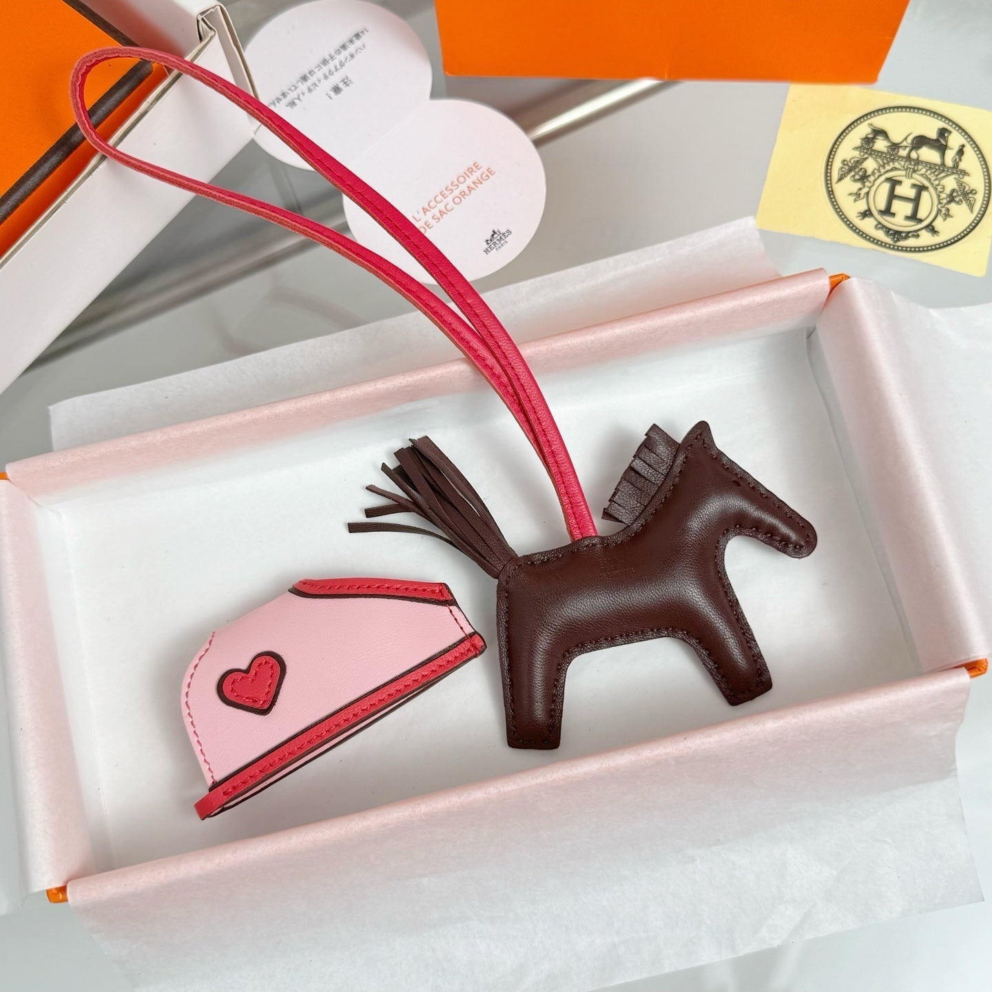 HM Rodeo Robeo Heart PM Charm Pink mix Chocolate Lambskin