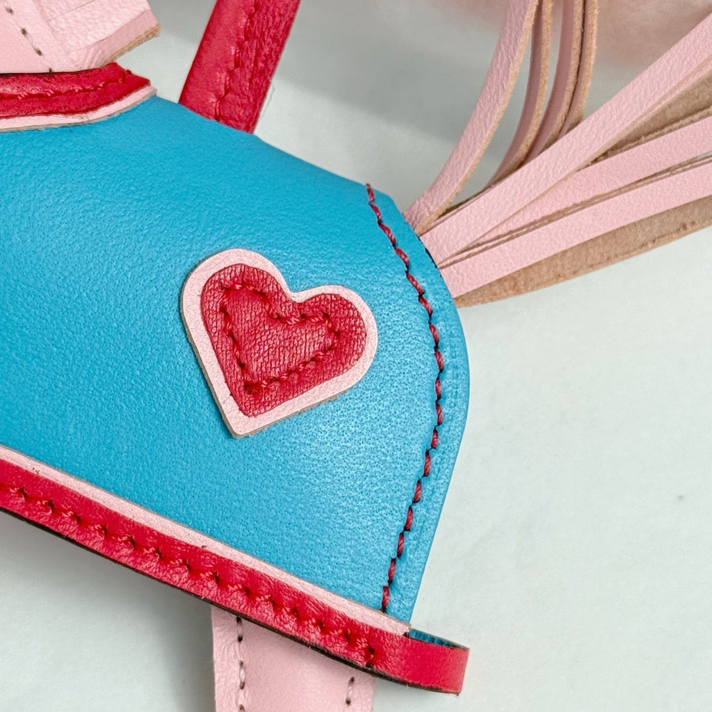 HM Rodeo Robeo Heart PM Charm Pink mix Blue Lambskin
