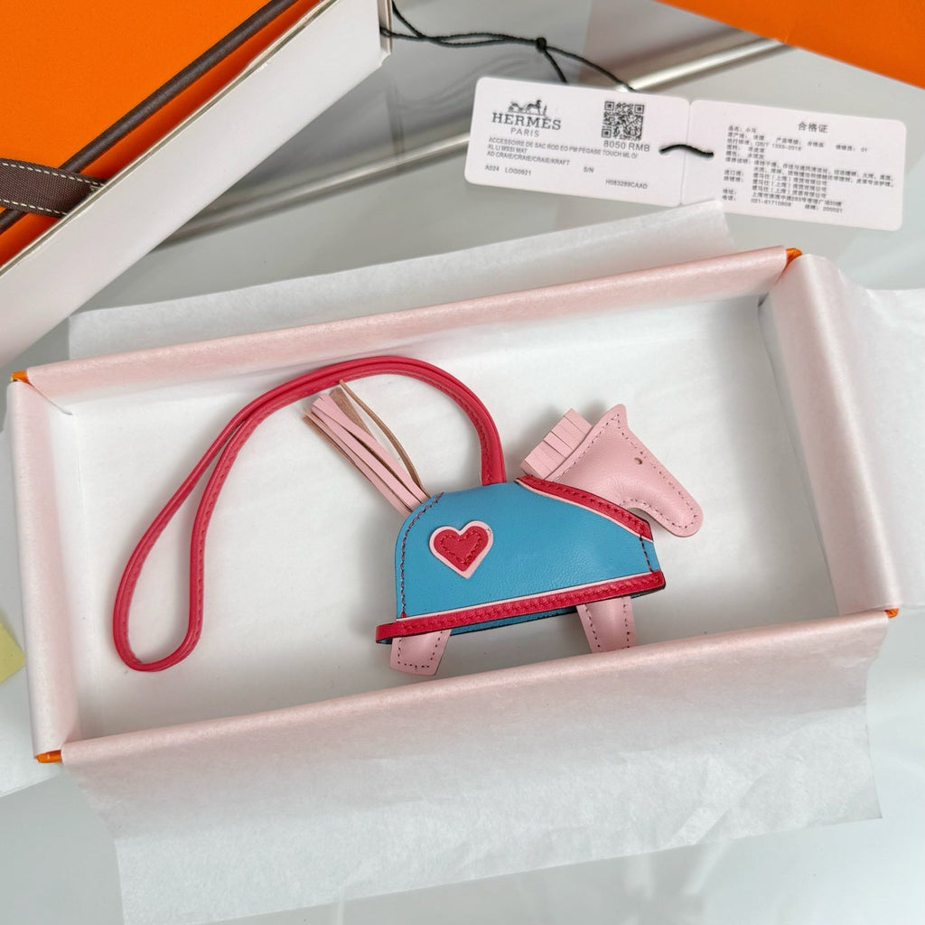 HM Rodeo Robeo Heart PM Charm Pink mix Blue Lambskin