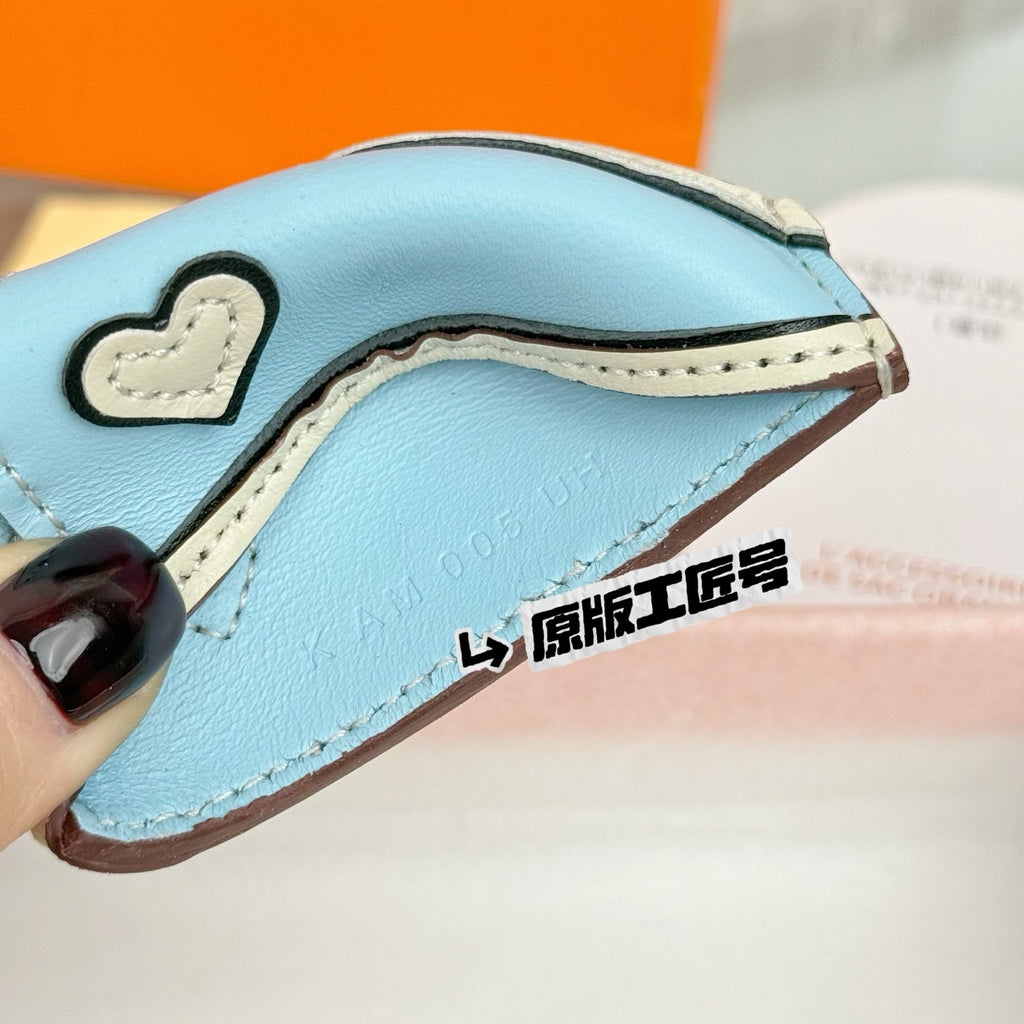 HM Rodeo Robeo Heart PM Charm Black mix Sky Blue Lambskin