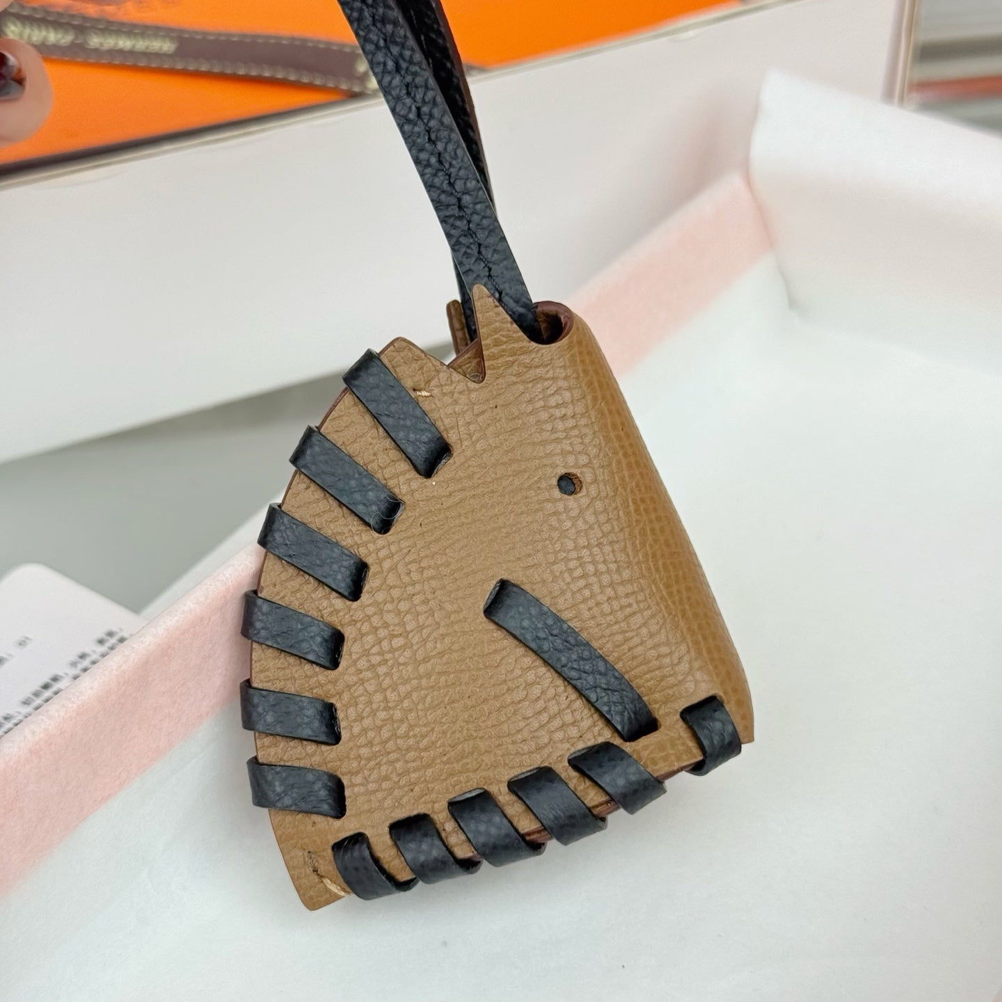 HM Horse Head Charm Brown Black Calfskin