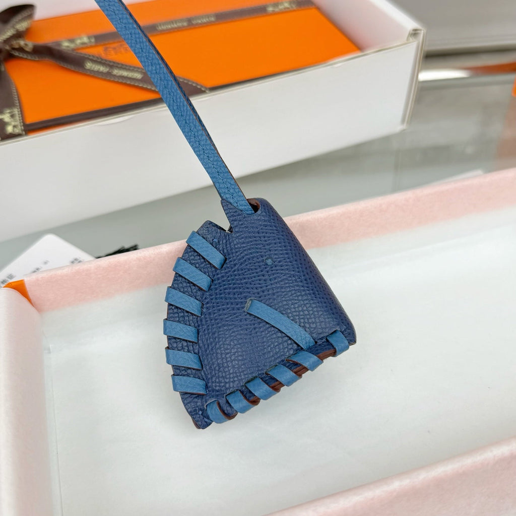 HM Horse Head Charm Blue Calfskin