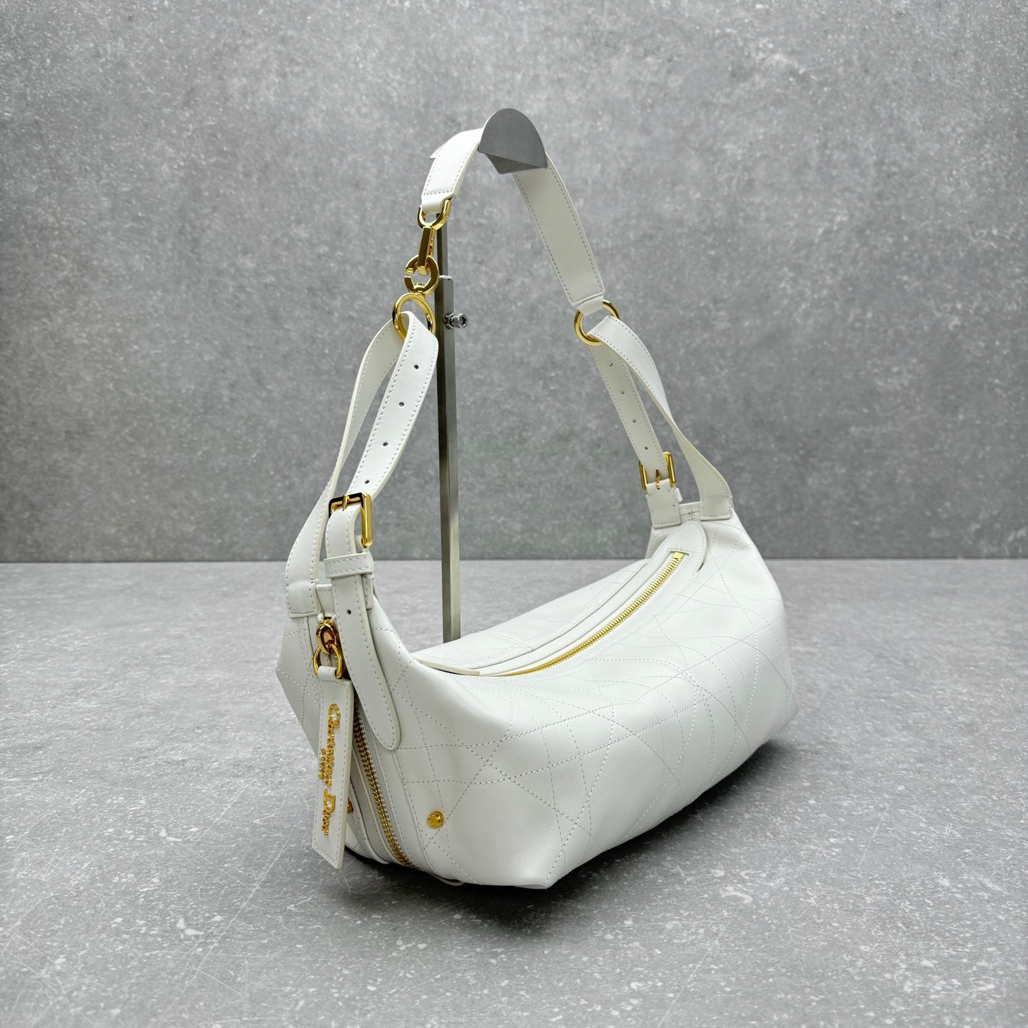 Dior 2025 Hobo Bag 33cm White Calfskin