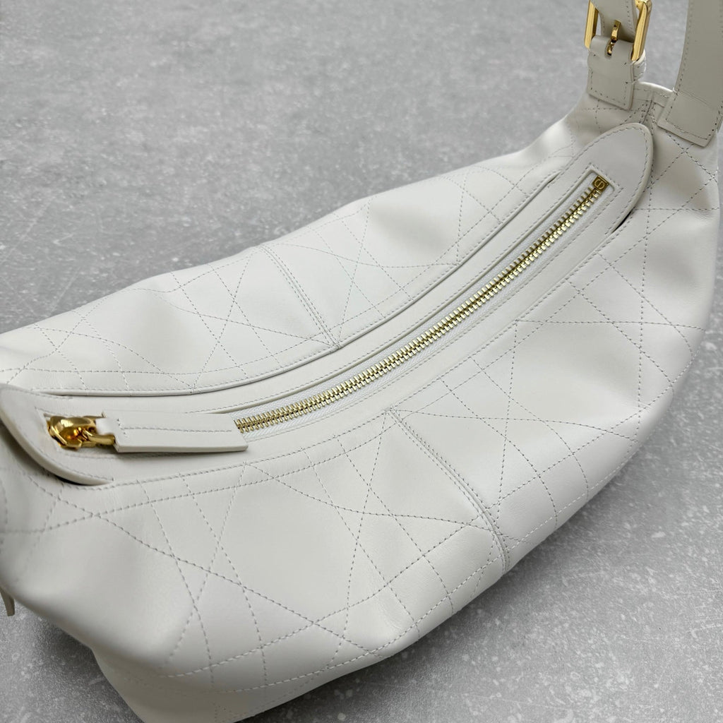 Dior 2025 Hobo Bag 33cm White Calfskin