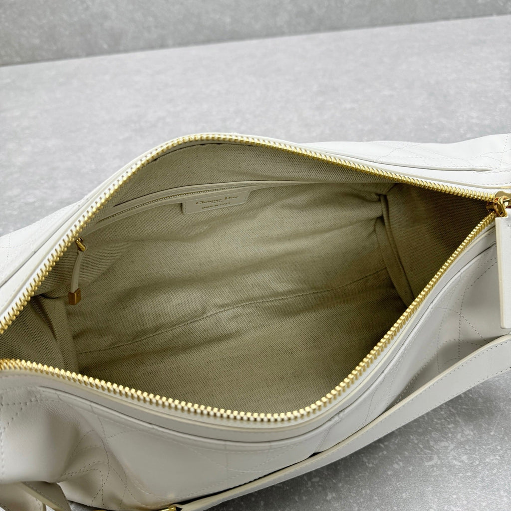 Dior 2025 Hobo Bag 33cm White Calfskin
