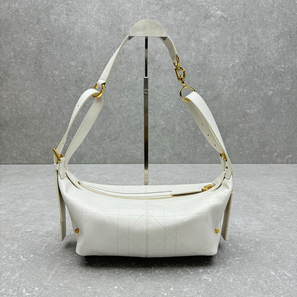 Dior 2025 Hobo Bag 25cm White Calfskin