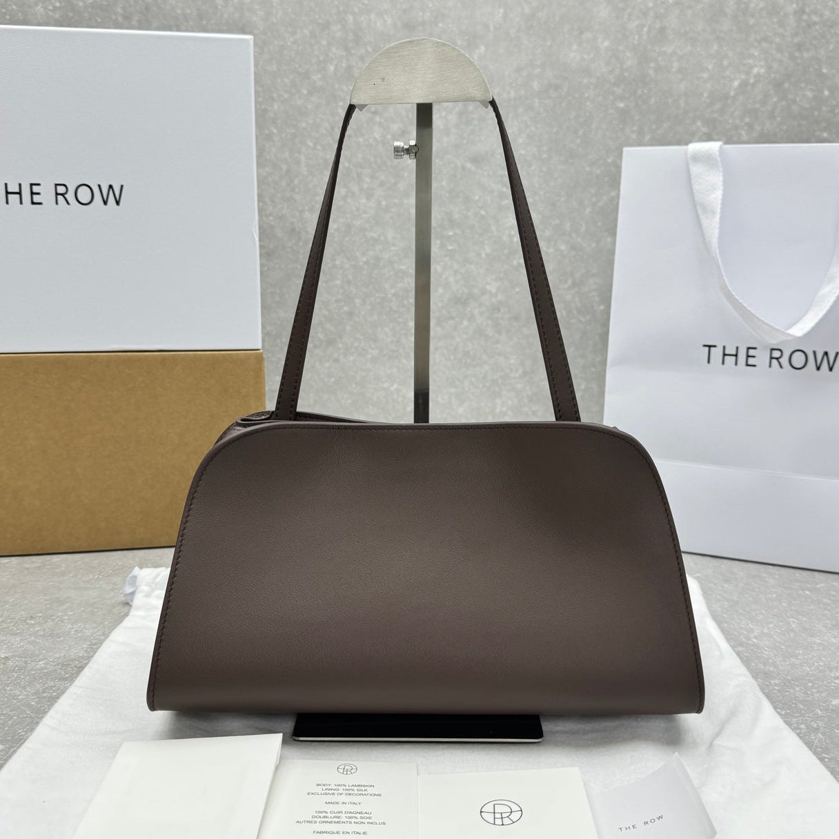 The Row 2025 Peggy Clutch 28cm Chocolate Leather